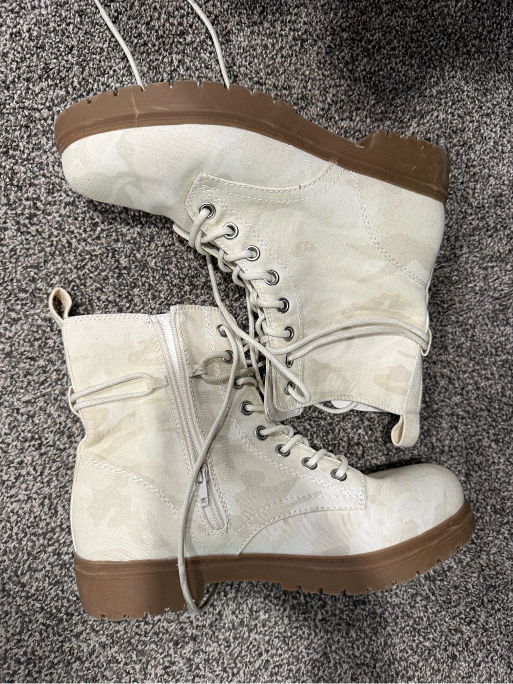 Kohl's Women's Lace-Up Combat Boots in Light Tan with Brown Sole